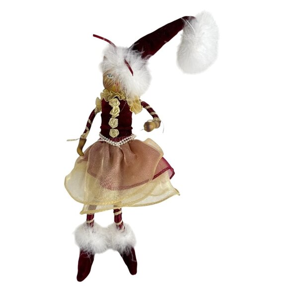 Victorian Cat Doll Burgundy Gold Faux Fur Katherines Collection Wayne Kleski ? - Picture 1 of 11